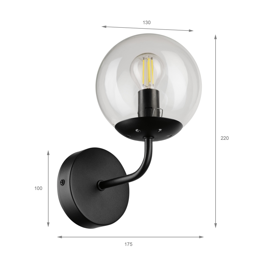 Brilagi - Vägglampa MALIVA 1xE14/15W/230V svart/klart glas