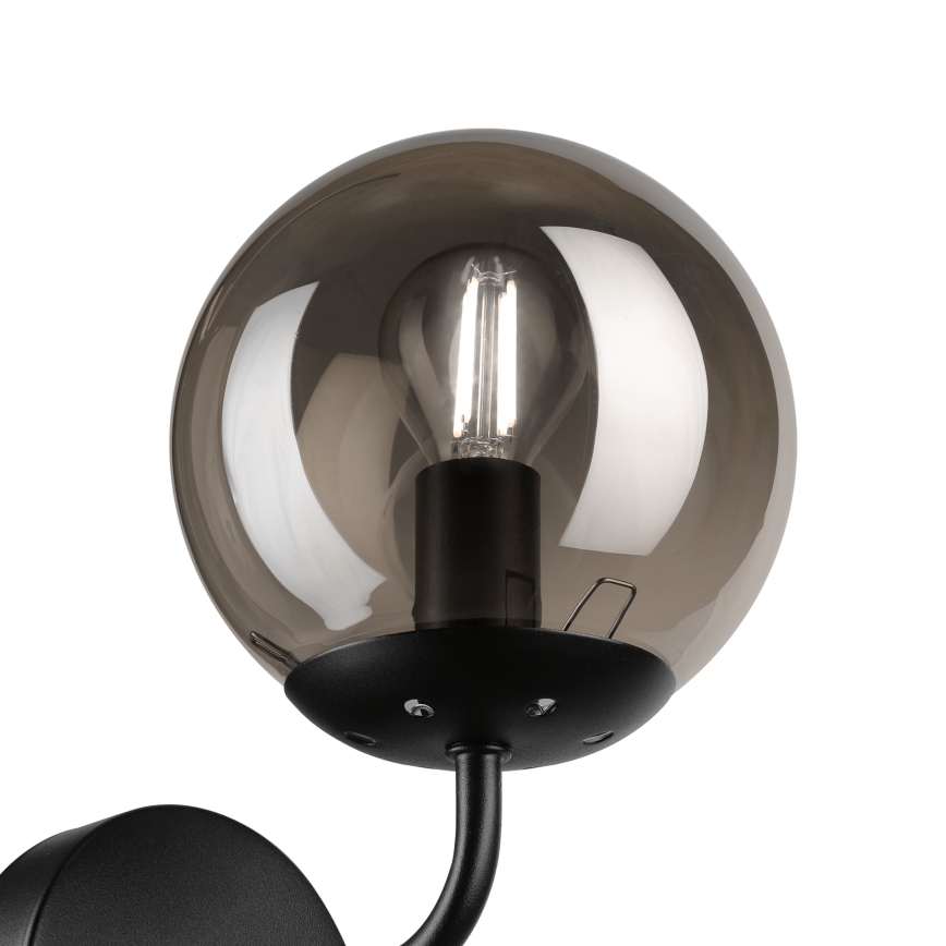 Brilagi - Vägglampa MALIVA 1xE14/15W/230V svart/rökfärgad