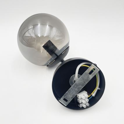 Brilagi - Vägglampa MALIVA 1xE14/15W/230V svart/rökfärgad