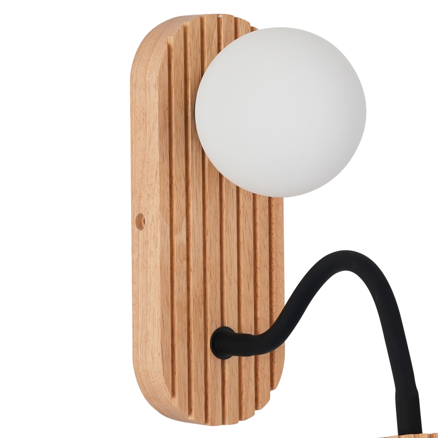 Brilagi - Vägglampa MODERN WOOD 1xG9/5W/230V + 1xGU10/8W gummiträ