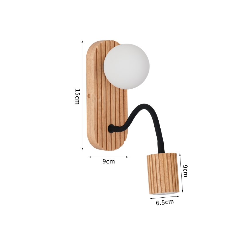 Brilagi - Vägglampa MODERN WOOD 1xG9/5W/230V + 1xGU10/8W gummiträ