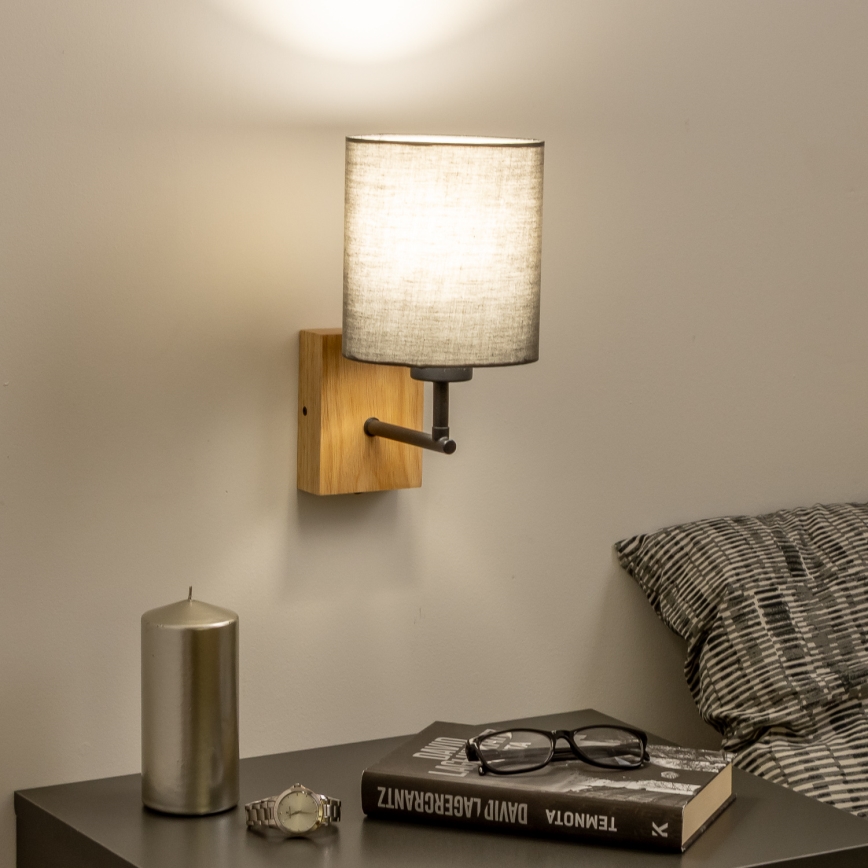 Brilagi - Vägglampa NUBILA WOOD 1xE27/25W/230V ek/antracit