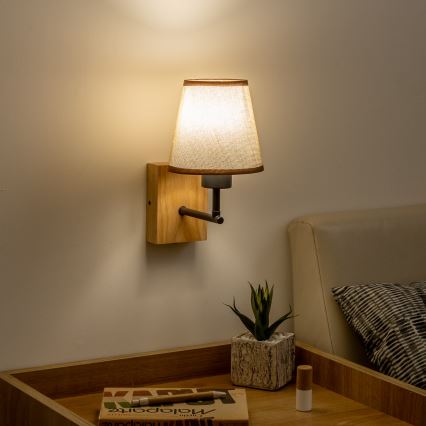 Brilagi - Vägglampa NUBILA WOOD 1xE27/25W/230V ek/brun