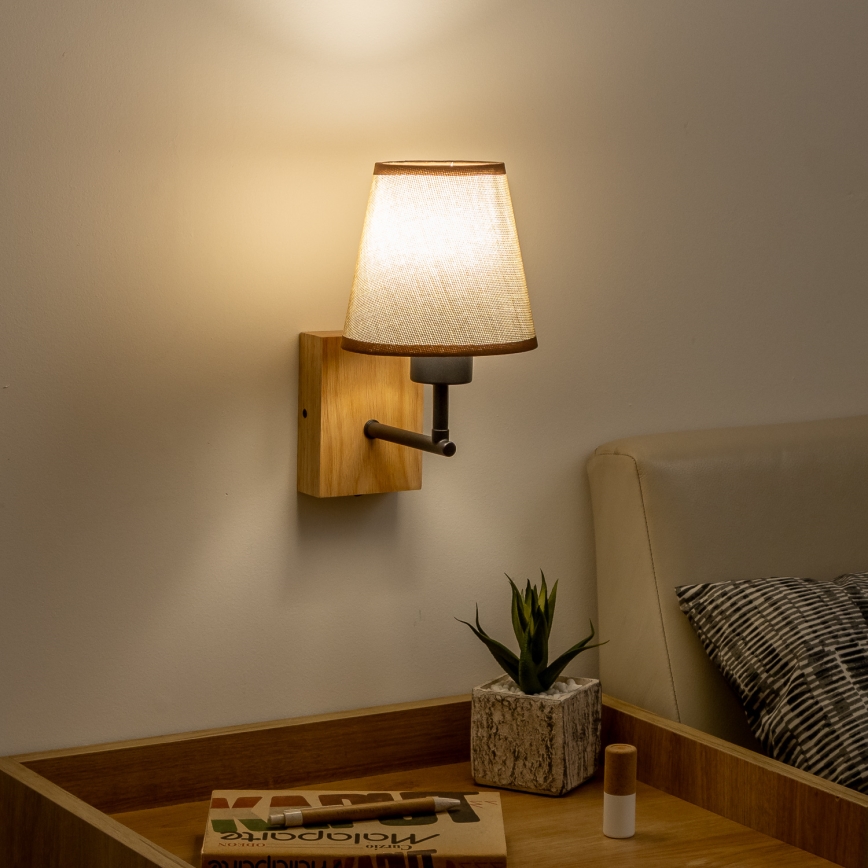 Brilagi - Vägglampa NUBILA WOOD 1xE27/25W/230V ek/brun
