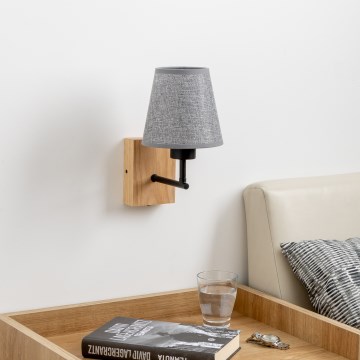 Brilagi - Vägglampa NUBILA WOOD 1xE27/25W/230V ek/grå