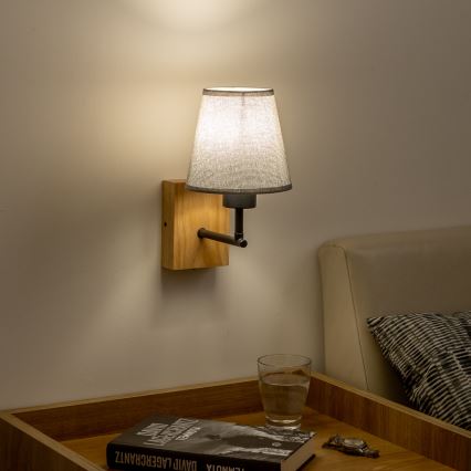 Brilagi - Vägglampa NUBILA WOOD 1xE27/25W/230V ek/grå