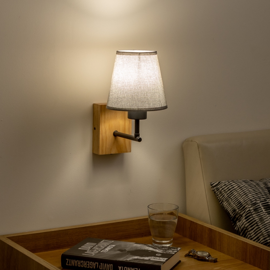 Brilagi - Vägglampa NUBILA WOOD 1xE27/25W/230V ek/grå