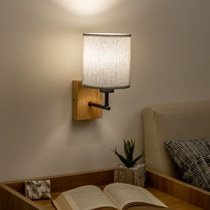 Brilagi - Vägglampa NUBILA WOOD 1xE27/25W/230V ek/grå