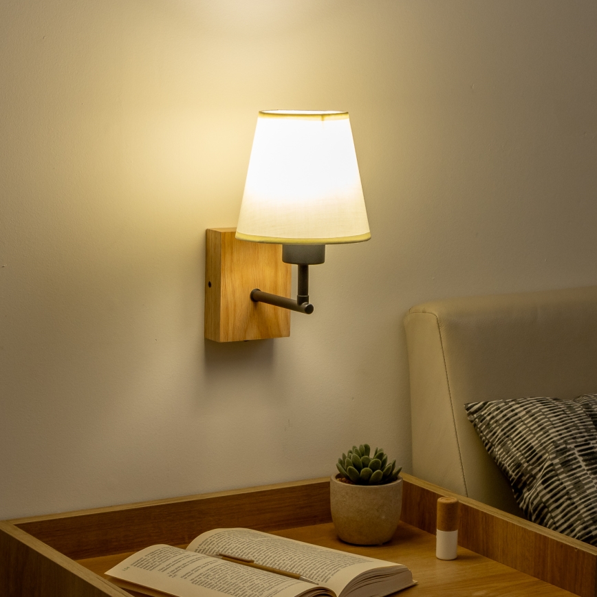 Brilagi - Vägglampa NUBILA WOOD 1xE27/25W/230V ek/grädde