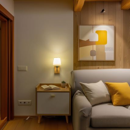 Brilagi - Vägglampa NUBILA WOOD 1xE27/25W/230V ek/grädde