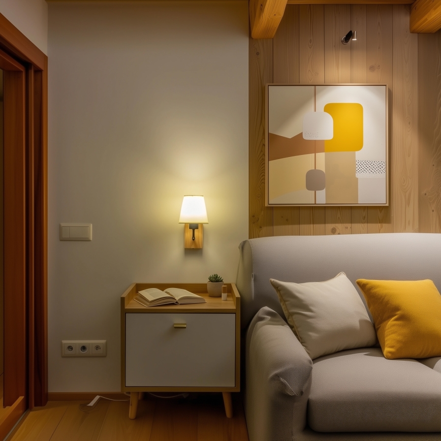 Brilagi - Vägglampa NUBILA WOOD 1xE27/25W/230V ek/grädde