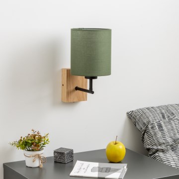 Brilagi - Vägglampa NUBILA WOOD 1xE27/25W/230V ek/grön