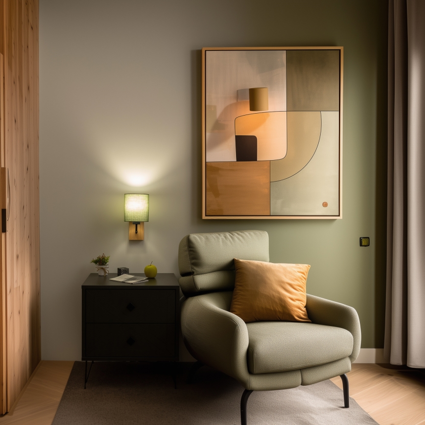 Brilagi - Vägglampa NUBILA WOOD 1xE27/25W/230V ek/grön