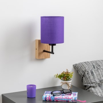 Brilagi - Vägglampa NUBILA WOOD 1xE27/25W/230V ek/lila
