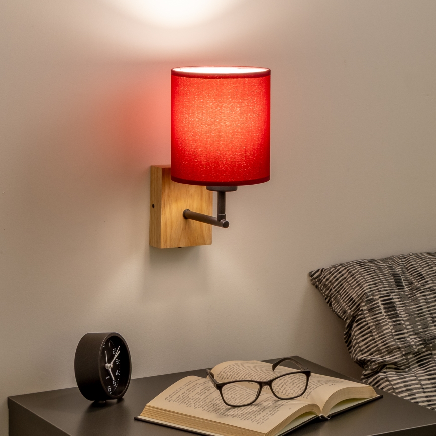 Brilagi - Vägglampa NUBILA WOOD 1xE27/25W/230V ek/Pompejan röd