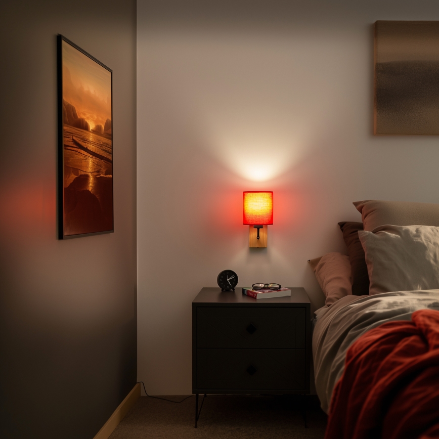 Brilagi - Vägglampa NUBILA WOOD 1xE27/25W/230V ek/röd