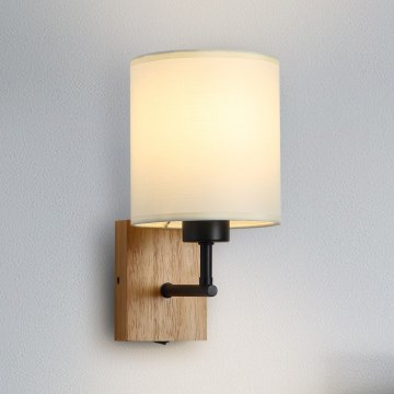 Brilagi - Vägglampa NUBILA WOOD 1xE27/25W/230V ek/svart/grädde