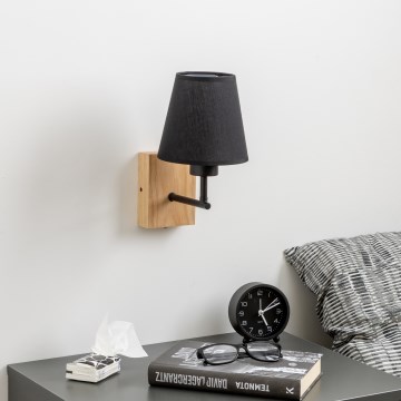 Brilagi - Vägglampa NUBILA WOOD 1xE27/25W/230V ek/svart