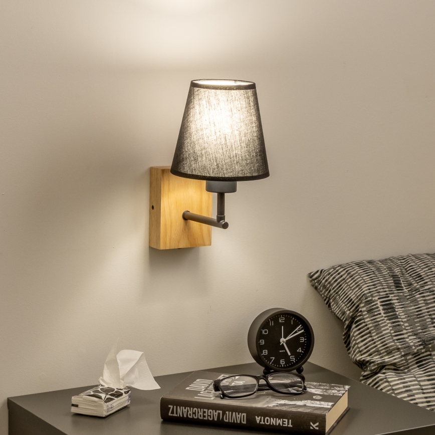 Brilagi - Vägglampa NUBILA WOOD 1xE27/25W/230V ek/svart