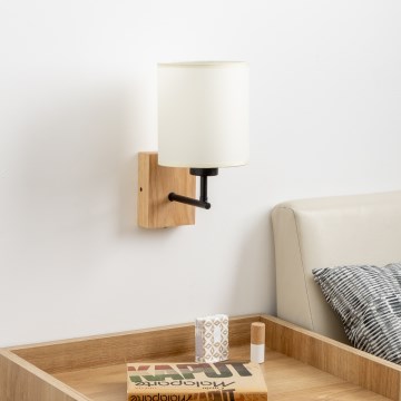 Brilagi - Vägglampa NUBILA WOOD 1xE27/25W/230V ek/svart/krämvit