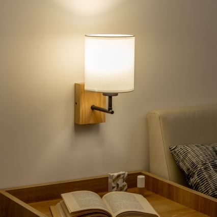 Brilagi - Vägglampa NUBILA WOOD 1xE27/25W/230V ek/vit