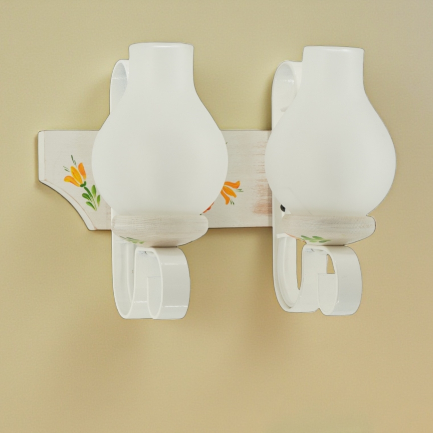 Brilagi - Vägglampa QUEEN 2xE14/40W/230V bok/krämvit