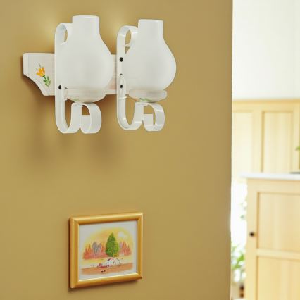 Brilagi - Vägglampa QUEEN 2xE14/40W/230V bok/krämvit