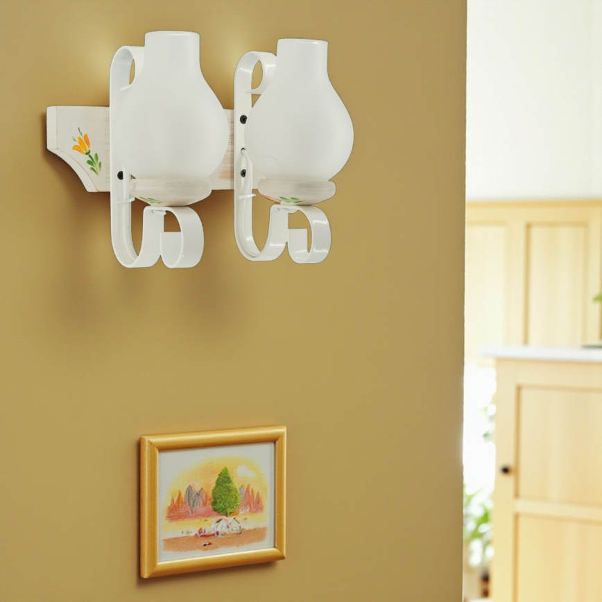 Brilagi - Vägglampa QUEEN 2xE14/40W/230V bok/krämvit