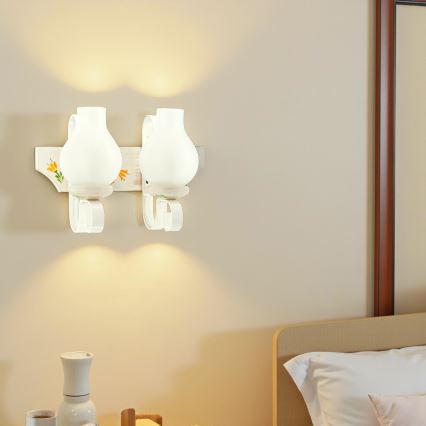 Brilagi - Vägglampa QUEEN 2xE14/40W/230V bok/krämvit