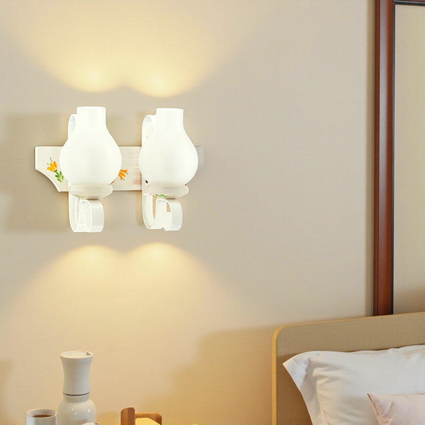 Brilagi - Vägglampa QUEEN 2xE14/40W/230V bok/krämvit