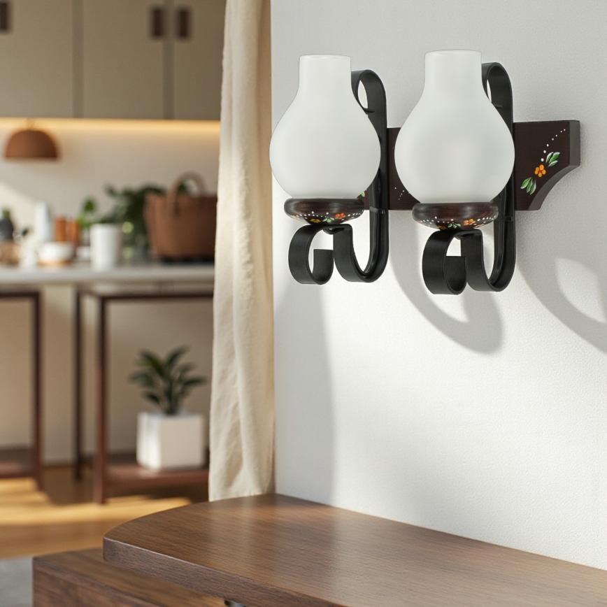 Brilagi - Vägglampa QUEEN 2xE14/40W/230V bok/wenge