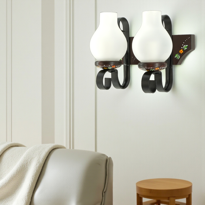 Brilagi - Vägglampa QUEEN 2xE14/40W/230V bok/wenge