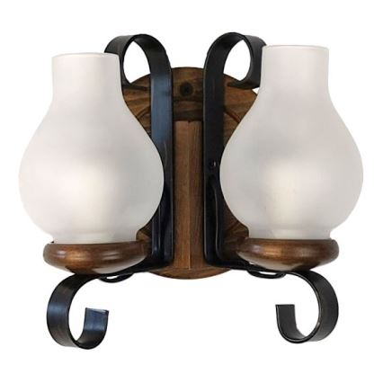 Brilagi - Vägglampa ROATA APLICA 2xE14/40W/230V bok/valnöt