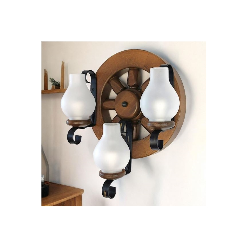 Brilagi - Vägglampa ROATA APLICA 3xE14/40W/230V bok/valnöt