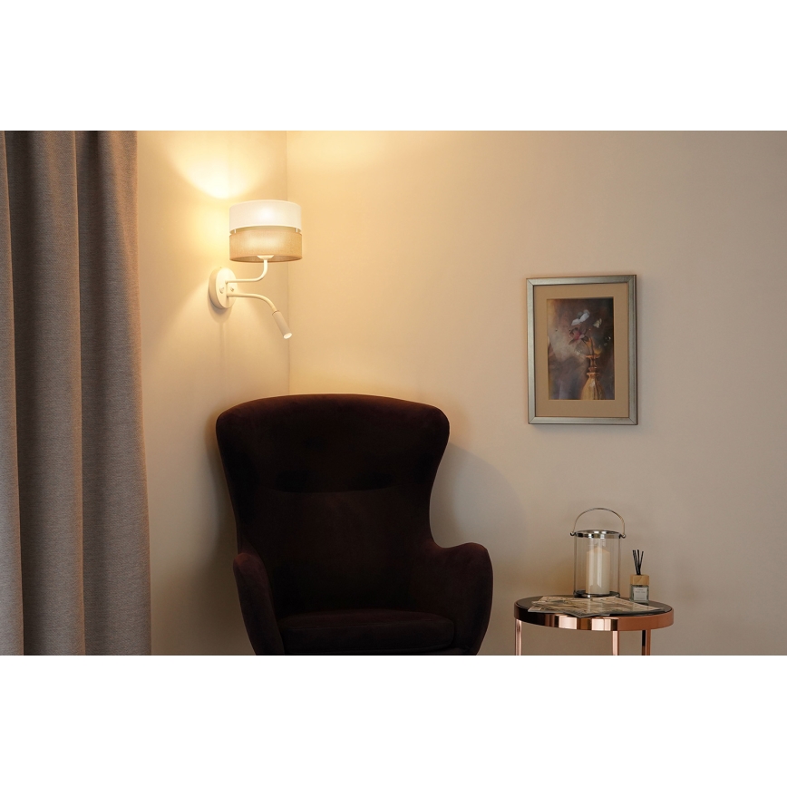 Brilagi - Vägglampa ROYAL YUTE 1xE27/15W/230V + 1xG9/6W beige/grädde/vit