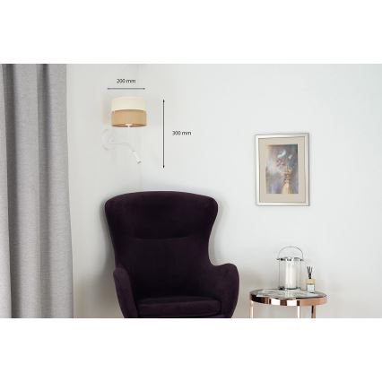 Brilagi - Vägglampa ROYAL YUTE 1xE27/15W/230V + 1xG9/6W beige/grädde/vit