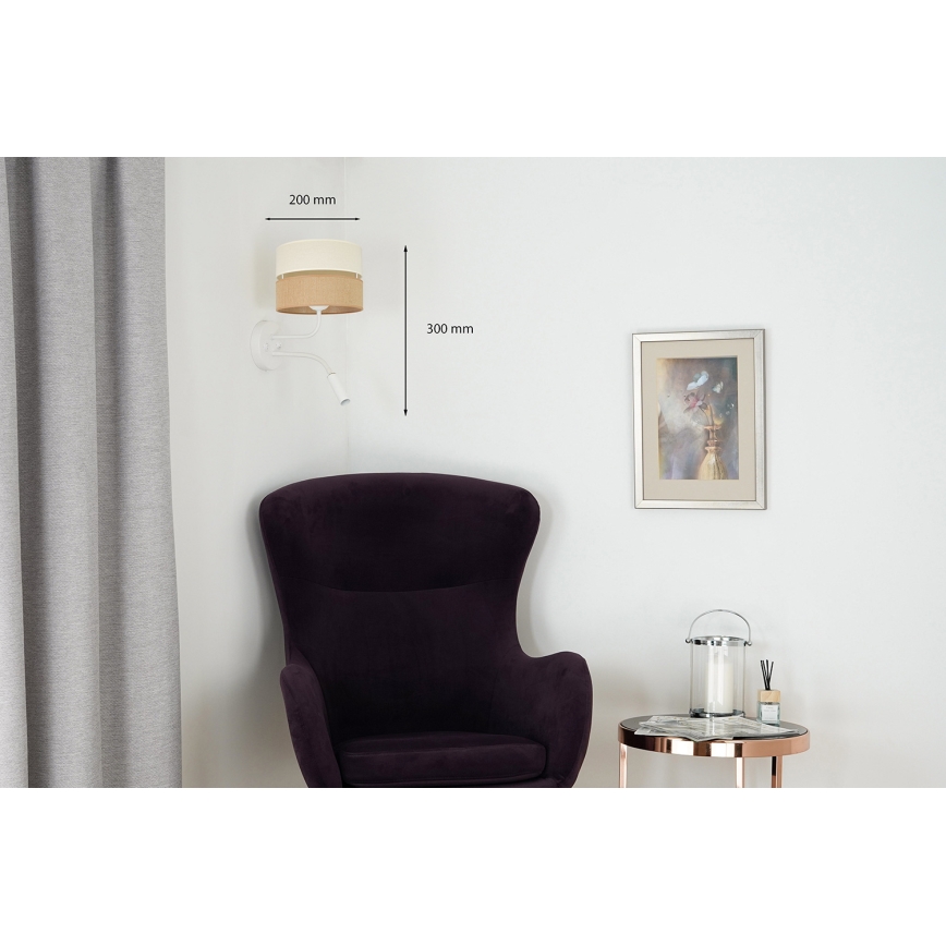 Brilagi - Vägglampa ROYAL YUTE 1xE27/15W/230V + 1xG9/6W beige/grädde/vit