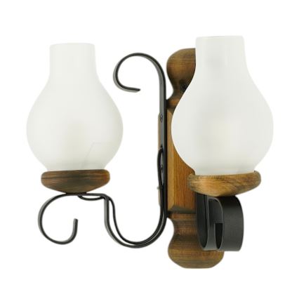 Brilagi - Vägglampa RUSTIC 2xE14/40W/230V bok/valnöt