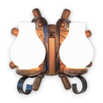 Brilagi - Vägglampa TIMONA 2xE14/40W/230V bok/valnöt