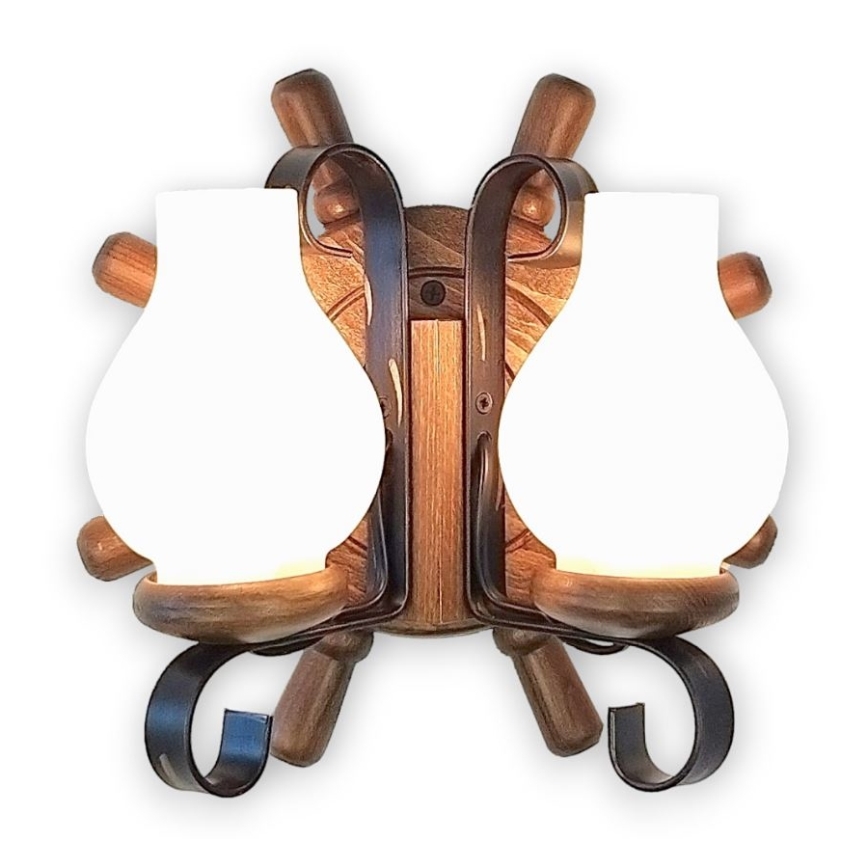 Brilagi - Vägglampa TIMONA 2xE14/40W/230V bok/valnöt