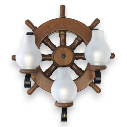 Brilagi - Vägglampa TIMONA 3xE14/40W/230V bok/valnöt