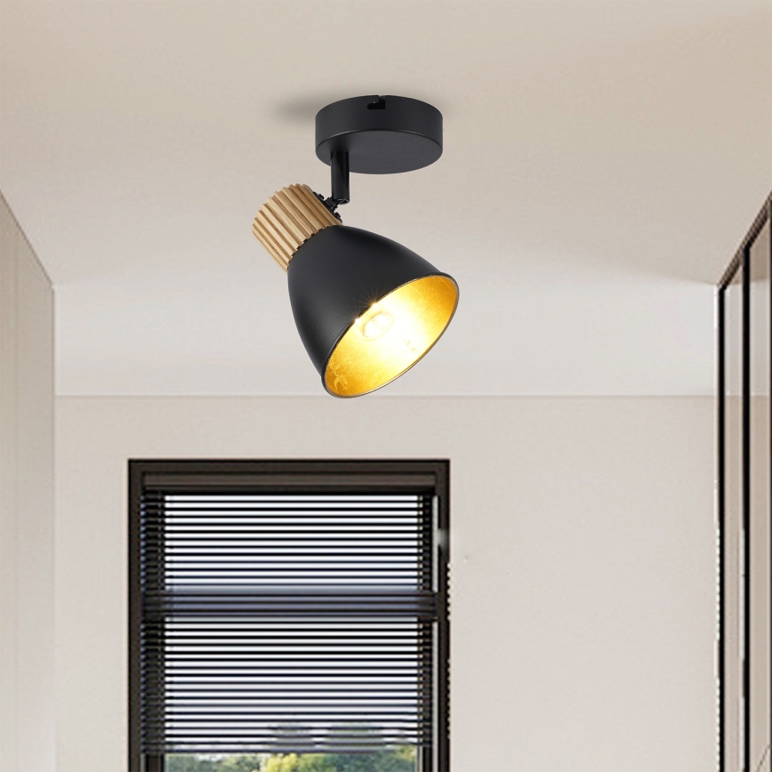 Brilagi - Väggmonterad spotlampa ODENSE 1xE14/10W/230V gummiträ/svart