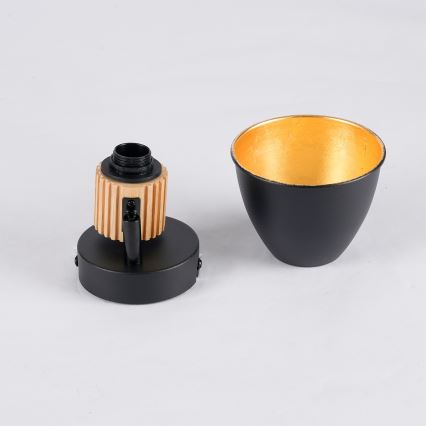 Brilagi - Väggmonterad spotlampa ODENSE 1xE14/10W/230V gummiträ/svart