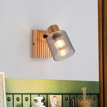 Brilagi - Väggspot HYGGE 1xE14/15W/230V gummiträ/rökfärgad