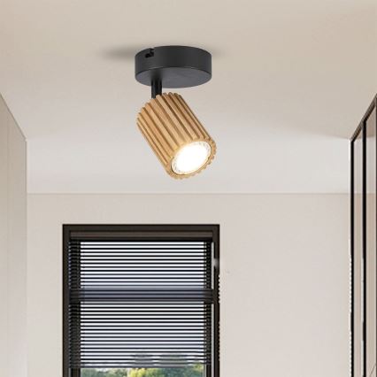 Brilagi - Väggspot MODERN WOOD 1xGU10/8W/230V gummiträ/svart