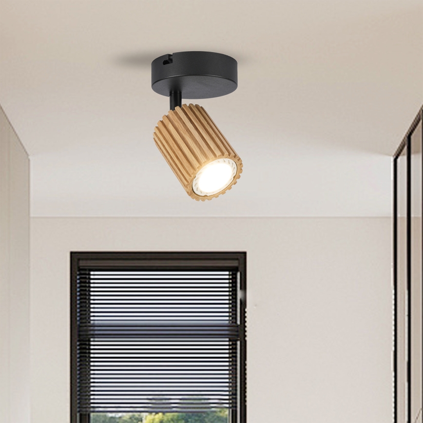 Brilagi - Väggspot MODERN WOOD 1xGU10/8W/230V gummiträ/svart