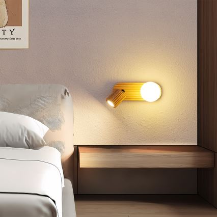 Brilagi - Väggspotlight MODERN WOOD 1xG9/5W/230V + 1xGU10/8W i gummiträ