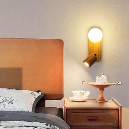 Brilagi - Väggspotlight MODERN WOOD 1xG9/5W/230V + 1xGU10/8W i gummiträ