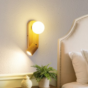 Brilagi - Väggspotlight MODERN WOOD 1xG9/5W/230V + 1xGU10/8W i gummiträ