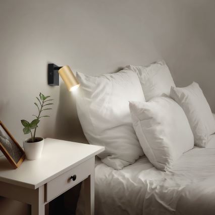 Brilagi - Väggspotlight SELE 1xGU10/30W/230V svart/guld